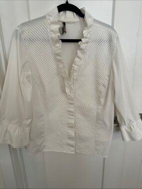 Nexx White Ruffled Pintuck Blouse